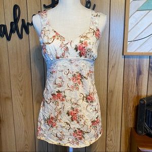 Maurices Floral and Lace Tank Top - Size S